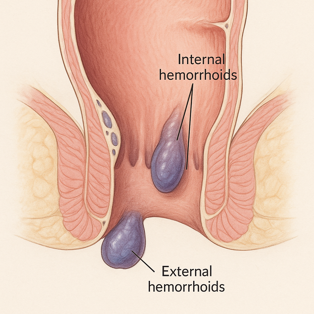 Chronic Hemorrhoid Relief: Internal and External Hemorrhoids Diagram